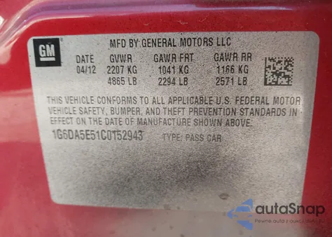 2012 Cadillac Cts from USA, damaged, VIN 1G6DA5E51C0152943